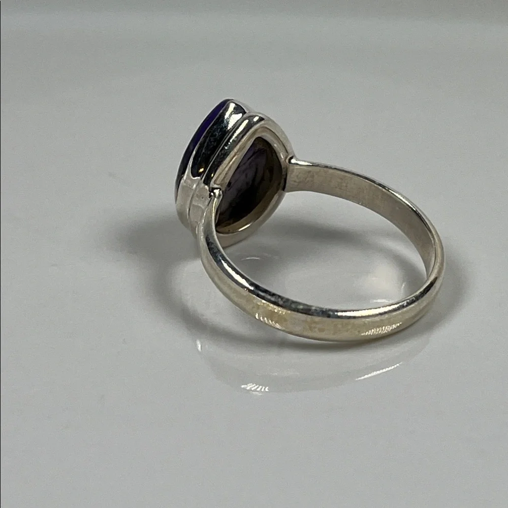 Purple Violet Dahlia Gemstone Solid 925 Sterling Silver Ring Size 9.25 - Picture 4 of 9